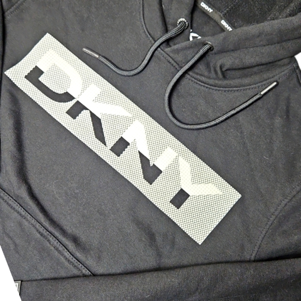 DKNY Mens Pullover Hoodie Black Sz S - Picture 4 of 7